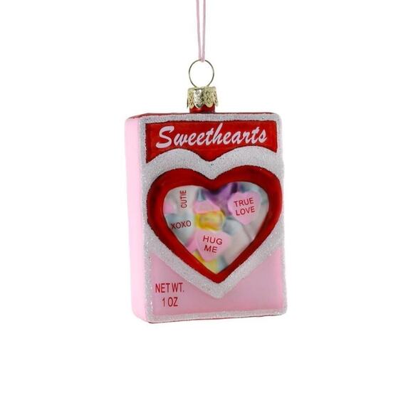 Box Of Sweethearts Candy Ornament Glass Cody Foster - Picture 1 of 5